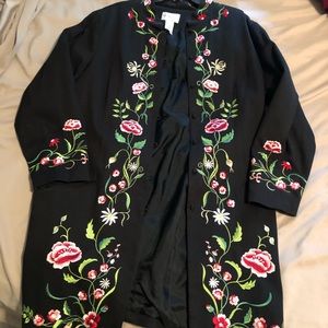 Black Floral Embroidered XL Jacket